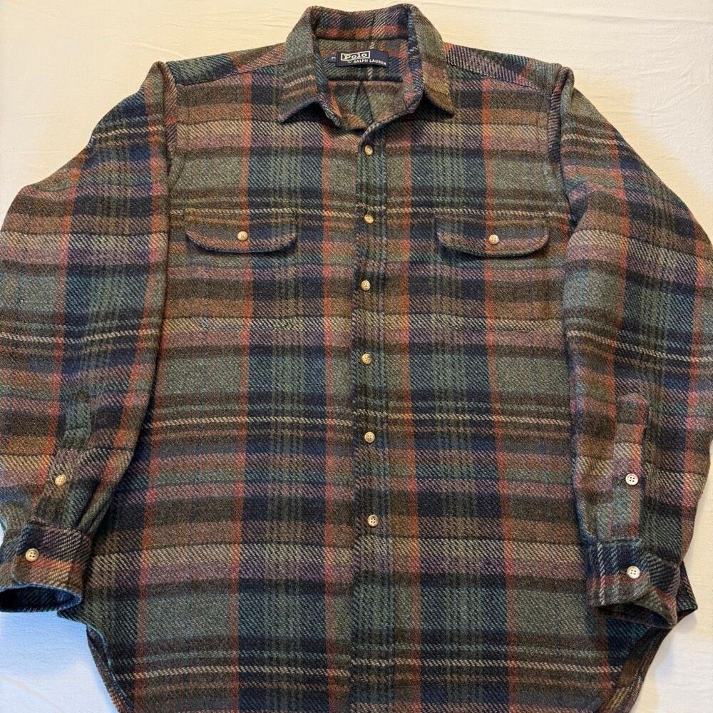 Polo Ralph Lauren | Vintage 90s Wool Plaid Flannel Shirt | Men’s Large